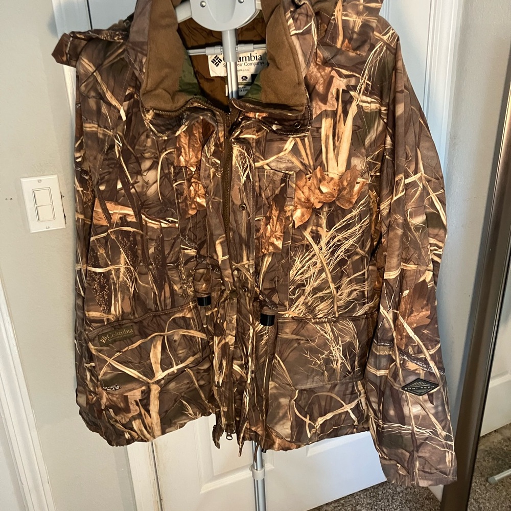 Men’s XL Columbia Brown Camouflage Outdoor Jacket - Duck Calls